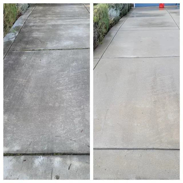 Sidewalk pressure washing before and after Sacramento